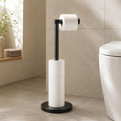 Matte Black Freestanding Toilet Paper Holder Stand, 3.3 lbs Base by Unknown