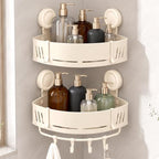 Suction Cup Corner Shower Caddy,No Drilling Aluminum Shower Shelf（Beige) by Unknown
