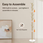 Coat Rack Freestanding, Metal Coat Rack with Natural Marble Base, Gold - Image 6