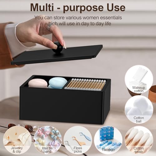 Cotton Swab Holder with Lid, Toothbrush Holder for Bathroom with 2PCS Qtip Holder Dispenser, - Image 2