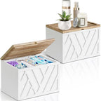 Jorkol 2 PCS White Tampon Holder for Bathroom Decor, Feminine Product Organizer with Lid, Shark Week Tampon Storage, Wood Pad and Tampon Organizer for Toilet Organizer, Bathroom Accessories Box by Jorkol