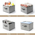 Storage Baskets, 11-Inch Woven Fabric Bins, Storage Cubes with Reinforced Handles, Organizer Bins for Closet Shelves, Foldable, for Toys, Clothes (4PCS/Grey-11*11*7.8inch) - Image 4