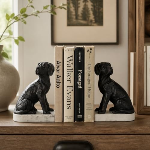 Decorative Bookends for Shelves, Dog Book Ends for Heavy Books, Labrador Retriever Statues Bookends for Heavy Books with Anti-Slip Base Book Holders for Home Office Decor (Black) - Image 2