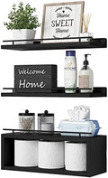 WOPITUES Floating Shelves for Wall with Cube Shelf, Wall Shelves with Metal Rail for Bathroom Decor, Bathroom Organizers and Storage, Over Toilet Shelves for Toilet Paper-Black by WOPITUESOfficial