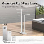 KES Heavy Marble Base Standing Towel Rack, 3-Tier Stainless Steel, Polished - Image 6