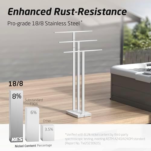 KES Heavy Marble Base Standing Towel Rack, 3-Tier Stainless Steel, Polished - Image 6