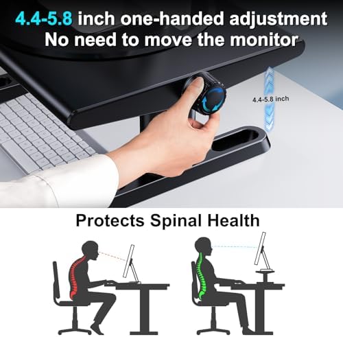 Monitor Stand Riser for Desk,360°Rotation Freely Height Adjustable by Knob,4.4-5.8 Inches,Ergonomic Monitor Stand Mount, Desktop Monitor Stand Riser for Computer,Laptop,Printer,Tv,Black - Image 3