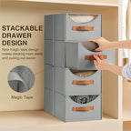 Homsorout Stackable Storage Drawers - Collapsible Storage Bins with Drawers, 8 Pack Closet Shelf Organizer Basket, Fabric Pull Out Organizer for Bedroom, Living Room, Dorm, Grey - Image 4