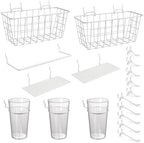 Pegboard Organizer Accessories, 18 Pack Baskets Cups Hooks (White+Clear) by GCORE