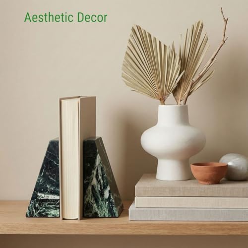 Natural Marble Bookends for Shelves,Office bookends for Heavy Books. Unique Brown Book Ends, Set of 2,Heavy Duty (Green) - Image 6