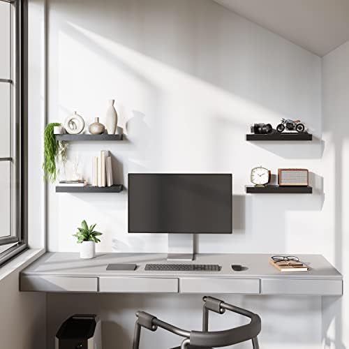 BAMEOS Floating Shelves, Black Wall Mounted Wooden Shelves with Invisible Brackets Set of 2, Hanging Wall Shelves Decoration for Bedroom, Bathroom, Living Room and Kitchen - Image 5