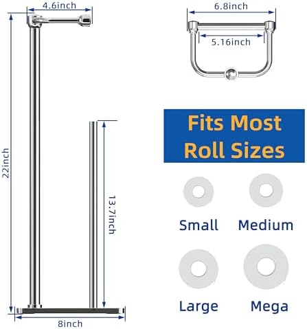 RUACQ Bathroom Toilet Paper Holder Stand with Storage, Chrome - Image 7