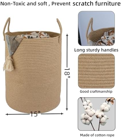 XUANGUO Laundry Basket Laundry Hamper for Clothes Jute Large - Image 2