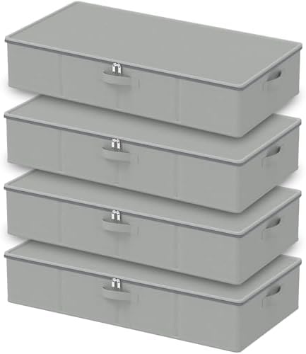 Under Bed Storage Bins, 4 Pack, Grey, 31.5x15.7x5.9 In by Unknown