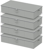 Under Bed Storage Bins, 4 Pack, Grey, 31.5x15.7x5.9 In by Unknown