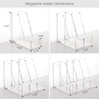 HeZone Acrylic Magazine Rack File Holder Desk Organizers and Storage 2-Pack Small Clear Acrylic Vertical Magazine Holder Book Stand for Office Desk - Image 2