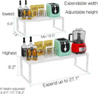 Heavy-Duty Adjustable Metal Shelf Organizer - Expandable & Stackable Pantry Storage Rack for Kitchen, Bathroom, RV, Cabinets(1 Pack/White, Large) - Image 3