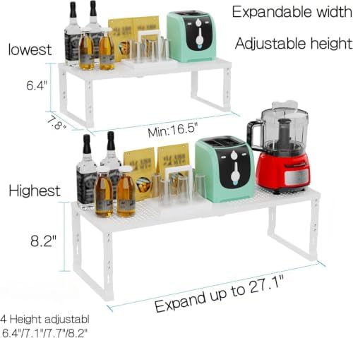 Heavy-Duty Adjustable Metal Shelf Organizer - Expandable & Stackable Pantry Storage Rack for Kitchen, Bathroom, RV, Cabinets(3 Packs/White,Medium) - Image 3