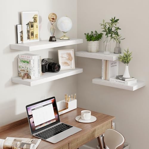 Fun Memories 16 Inch Long Floating Shelves in White, 9.3 Inch Deep Floating Shelf for Wall, Living Room, Kitchen, Rustic Deep Wood Shelves for Bathroom, 2 Pack Storage Display Shelf for Books, Decor - Image 6
