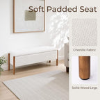 50" Shoe Bench with Storage, Waffle Weave Shoe Rack Bench, Chenille Shoe Storage Bench Entryway Storage with Cushion for Front Doors Entrances Hallway, Mudroom, Closet, Bedroom, Beige, XR-Ben01 - Image 3