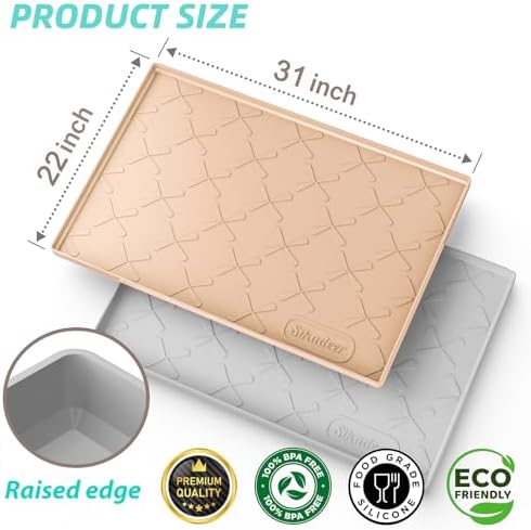 SIKADEER Waterproof Under Sink Mat 31" x 22" Kitchen Cabinet Liner Silicone - Image 3