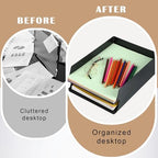 Wenqik 12 Pcs Stackable Paper Trays Rectangular Plastic Desk Holder Desktop Document File Organizer Storage Letter for Office Classroom (Black) - Image 4