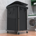Laundry Basket with Lid,150L Rolling Laundry Hamper with Wheels Black by Unlockyourhomestoragelife