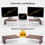High-Clarity Dual Monitor Riser, Desk Organizer for Computer Monitor, Acrylic Monitor Riser with Keyboard Storage, Adjustable Angle & Length Computer Monitor Stand Walnut Look - Image 3