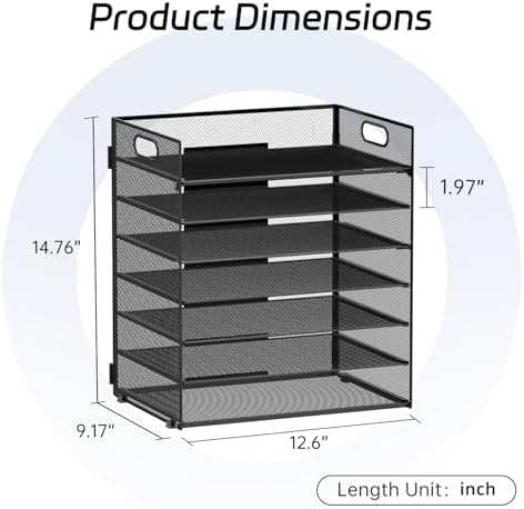7 Tier Paper Organizer for Desk with Mesh Letter Trays and Handle 2 Pack - Image 2