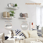 Forbena White Floating Shelves Bathroom Shelves Over Toilet Set of 3, Bathroom Organizers and Storage Shelves Wall Mounted, Modern Wood Corner Wall Shelf for Bedroom Closet -White and Dark Grey - Image 4