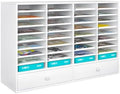 Mail Sorter Wood Literature Organizer, Student Mailbox for Classroom, Desktop Bill Paper Holder for Office Home School, 38 Compartments, White by PAG-Mass