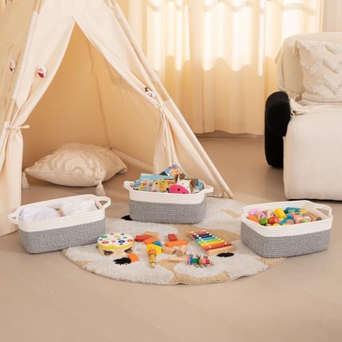 OIAHOMY 3-Pack Storage Baskets for Organizing Woven Small Basket Gery - Image 5