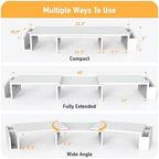 Simple Houseware Desk Dual Monitor Stand Riser with Drawer, White - Image 3