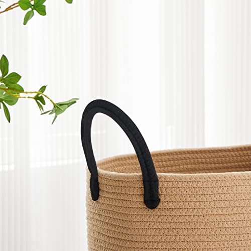 VIPOSCO 53L Tall Woven Laundry Basket Hamper, Brown Black - Image 3