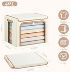 Yecaye Clothes Storage Bins with Lids & Clear Window, Beige, 40L, 3 Pack - Image 2
