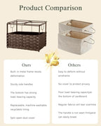 SETVSON Storage Basket with Lid, 2-Lid PE Rattan Storage Bin, Brown - Image 6