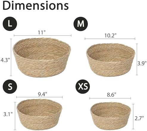 KINGWILLOW Woven Basket Set, Round Storage Organizer, Set of 4 - Image 7