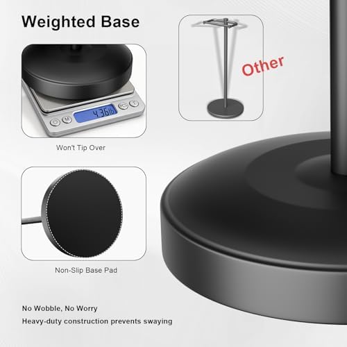 Freestanding Toilet Paper Holder Stand, Heavy Duty Matte Black Stainless Steel Toilet Paper Holder with Weighted Base, Rustproof & Tool-Free Installation for Modern Bathrooms - Image 3