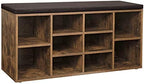 VASAGLE CUSTOS Collection - Shoe Bench, Storage Bench with Padded Seat, Entryway Bench with 10 Compartments, for Bedroom, 11.8 x 40.9 x 18.9 Inches, Rustic Brown and Chestnut Brown ULHS010X01 by VASAGLEbySONGMICSHOME