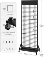 CHOEZON Grid Wall Panel, 2’ x 5.7’ Ft Floor Standing Gridwall Display Rack, Retail Display Stand, with 4 S-Shaped Hooks and 4 Garment Hooks, for Entryway, Study, Kitchen, Outdoors, Black TCJ27BB - Image 6