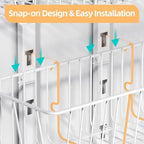 6 Tier Over the Door Pantry Organizer, Foldable Metal Over the Door Hanging Spice Rack with 6 Baskets, Adjustable No Drill Hanging Storage Rack for Kitchen, Bedroom, Laundry, Bathroom, White - Image 6