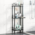 HapiRm Standing Corner Shower Caddy - 3 Tier Corner Shower Organizer with Soap Holder, Rustproof Stainless Steel Bathroom Shelf with 4 Hooks, Black by HapiRm