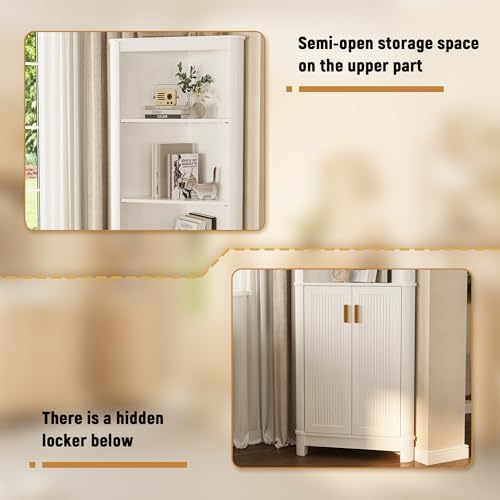 INNOD 69" Tall Corner Shelf with Doors, 6-Tier Corner Storage Cabinet with Doors, Space Saver Shelf for Bathroom, Bathroom Floor Cabinet for Living Room Kitchen, Hallway - Image 5