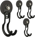 ULIBERMAGNET New Upgraded Garage Magnetic Hooks, 4 Pack Black Heavy Duty Large J Hooks with Magnet, Black Strong Anti-Slip Coating Magnet Hooks for Garden Tools, Ropes,Drill,Metal Cabinet,Pegboard by ULIBERMAGNET