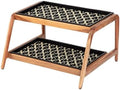 Anji Mountain Heavy Duty Waterproof Wooden Shoe Storage Mat Organizer/Boot Storage Tray Multi Use for Entryway with Coir, Black and Ivory Insert, 2 Tier, Fits 4 Pair (26.5" Wide) by AnjiMountain