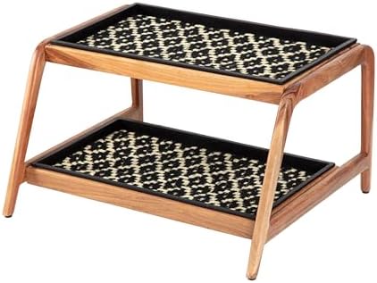 Anji Mountain Heavy Duty Waterproof Wooden Shoe Storage Mat Organizer/Boot Storage Tray Multi Use for Entryway with Coir, Black and Ivory Insert, 2 Tier, Fits 4 Pair (26.5" Wide) by AnjiMountain