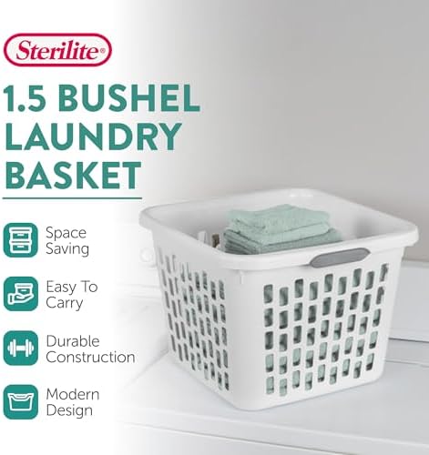 Sterilite Square Laundry Basket, Plastic Clothes Hamper, 12 Pack - Image 2