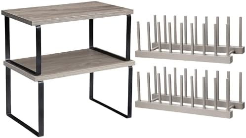 4 Pcs Kitchen Organizer Accessories Set for Cabinet, Gray, 11.8 x 7.9'' by Marsui