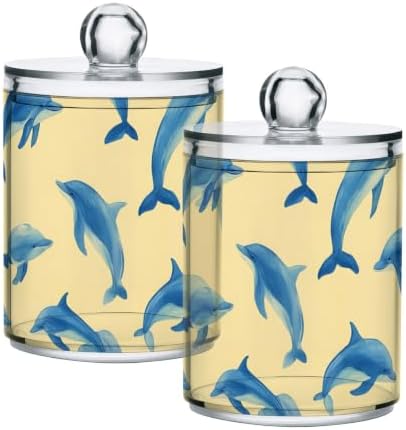 4 Pack blue dolphins art Apothecary Jars with Lid by Unknown