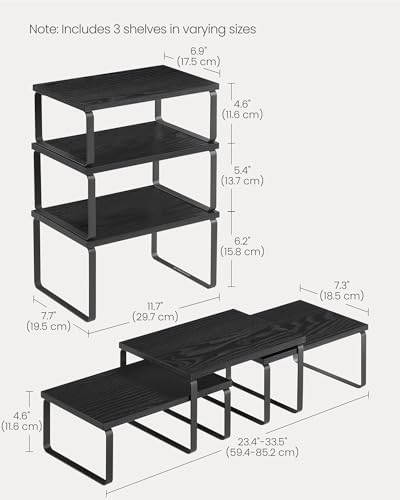 SONGMICS Cabinet Organizer Shelf, Set of 3 Spice Rack, Kitchen Storage - Image 6